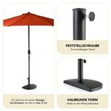 EASYmaxx Sonnenschirmfuß Stein-Optik 50x33x33cm anthrazit, halbrund, wetterfest, stabil für kleinere Balkone und Terrassen.
