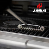 LANDMANN Grillrost-Reinigungsbürste aus Edelstahl mit langlebiger Spule und ergonomischem PP-Griff für alle Grillroste.