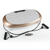 VITALmaxx Vibrationstrainer - Champagner/Grau mit 30 Vibrationsstufen, 3 Trainingszonen und Expanderbändern mit Griffen.