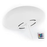 EASYmaxx Solar-Leuchte Stein flach 3,7V weiß mit Erdspieß, 4 LEDs, Farbwechsel, IP67 witterungsbeständig, Solar und Fernbedienung.