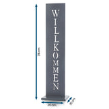 Hoberg Beton-Schild mit "Willkommen", pulverbeschichtetes Metall in Beton-Optik, wetterbeständig und flexibel für drinnen und draußen.