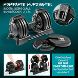 #DoYourFitness verstellbare Multifunktionshantel, Kettlebell, Kurz- & Langhantel, 3–24 kg individuell einstellbar, kompakt und stabil aus Stahl
