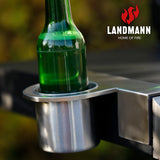 LANDMANN Magnet-Flaschenhalter für Grill aus Edelstahl mit starkem Magnet, geeignet für 0,33 und 0,5 L Flaschen wie Bier und Limo.