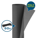 Hoberg Polyrattan Sicht- und Windschutz in Anthrazit, flexibel, blickdicht, wasserabweisend, mit 50 Kabelbindern, 90 x 500 cm.