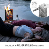 STACK Grill - Grill und Feuerstelle am Wasser, innovatives Stecksystem, mobiler Grill, ideal für 2 bis 5 Personen, tragbar mit Edelstahl Grillzange.
