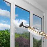 CLEANmaxx Dampfbesen mit Knickgelenk in gold/weiß reinigt Fensterflächen effektiv mit abnehmbarem Handdampfreiniger und 300 ml Tank.
