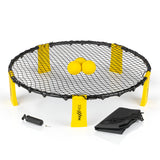 MAXXMEE Mini-Volleyball-Spiel Spike Ball Set 6-tlg. gelb/schwarz mit Netz, 3 Bällen, Pumpe und Tasche, kompakt und mobil.