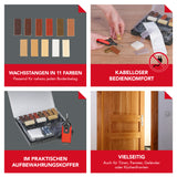 EASYmaxx Reparatur-Set Laminat & Parkett - 19-tlg. mit 11 Wachsfarben, kabellosem Komfort und praktischem Aufbewahrungskoffer.