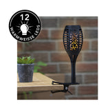 MAXXMEE Solar-Fackel LED mit Tageslichtsensor 2er-Set schwarz mit echtem Flammeneffekt und Clipbefestigung für den Außenbereich.