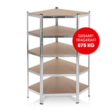 EASYmaxx Schwerlast-Eckregal & Werkbank mit 5 MDF-Platten, 875 kg Traglast, ideal für Garage, Werkstatt & Keller.