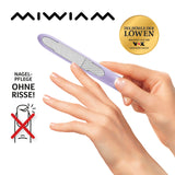 MIWIAM Nagelfeile für Finger- und Fußnägel - flieder, rostfrei, flexibel, für schonendes Nagelfeilen ohne Risse und seidig glattes Finish.