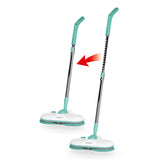 CLEANmaxx Akku-Spray-Mopp türkis/weiß mit 360° Rotation, kabellos, Wassertank und zwei rotierenden Reinigungspads für Hartböden.