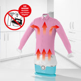 CLEANmaxx Hemdenbügler PRO mit Hosenaufsatz trocknet und bügelt Hemden vollautomatisch in Blau.