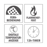 EASYmaxx Mini-Heizung Kamin-Optik 400W schwarz mit Fernbedienung, Flammeneffekt, digitaler Temperaturanzeige und 12h-Timer.