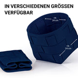 N8WERK Filz-Aufbewahrungskorb S 24x24x24 cm Dunkelblau, faltbar, strapazierfähig, schonend für Böden und vielseitig einsetzbar.