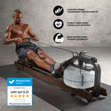 FitEngine Rudergerät | dunkelbraun (Limited Edition) aus Echtholz mit Wasserwiderstand für effektives Ganzkörpertraining.
