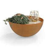 EASYmaxx LED-Dekosäule mit Planzschale Rost-Optik "Mandala" - 59 cm, dekorative Pflanzschale mit rustikalem Design.