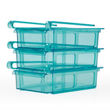 GOURMETmaxx Klemm-Schublade für Kühlschrank 3er-Set transparent/blau mit praktischem Klemmmechanismus zur ordentlichen Aufbewahrung von Lebensmitteln.