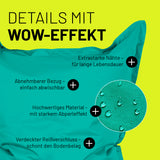 LUMALAND Sitzsack Classic XXL (380 L) Türkis mit abnehmbarem Bezug, starkem Abperleffekt, verdecktem Reißverschluss und extrastarken Nähten.
