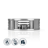 STÖVCHEN Kannenwärmer - Edelstahl mit fixiertem Teelichthalter, mattiertem Design, geeignet für Kannen Ø 7–14 cm, leicht zu reinigen.