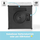 EASYmaxx LED-Leuchtkasten Würfel mit 173 Buchstaben & 150 Moodjis, kabelloser Batteriebetrieb oder USB-Stromversorgung möglich.