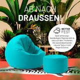 LUMALAND Sitzsack Pouf (50 L) in Aquamarin, wetterfest und vielseitig für In- und Outdoor Nutzung, leicht und pflegeleicht.
