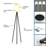 Hoberg Solar-Stehlampe mit 32 warmweißen LEDs, solarbetrieben, höhenverstellbar und 3 Helligkeitsstufen, inklusive Fernbedienung.