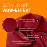 LUMALAND Luxury XL Sitzsack stylischer Beanbag Rot mit abnehmbarem Bezug, Microveloursoptik und extra starken Nähten für lange Lebensdauer.