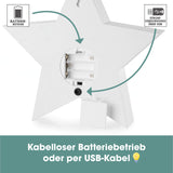 EASYmaxx LED-Leuchtkasten Stern mit 173 Buchstaben & 150 Moodjis, kabelloser Batteriebetrieb oder USB-Stromversorgung.