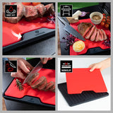 LANDMANN Schneidebrett mit Silikonmatte, rutschfest, mit integriertem Tropfschutz zur sauberen Essenszubereitung.