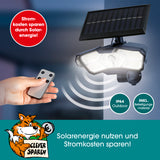 EASYmaxx LED-Solarstrahler mit Bewegungsmelder - schwarz, mit Solarpanel, Fernbedienung und IP64 Outdoor-Schutz für Garten und Terrasse.