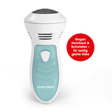 VITALmaxx Hornhautentferner mit Saugfunktion 6V, weiß/türkis, batteriebetrieben für sanfte, sichere Hornhautentfernung und glatte Füße.