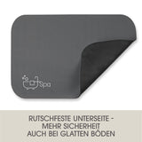 EASYmaxx Badematte Spa 40x60 cm dunkelgrau mit extra saugfähigem Material und rutschfester Unterseite für sichere Anwendung.