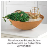 EASYmaxx LED-Dekosäule mit Flammeneffekt - Rost-Optik - 69 cm mit abnehmbarer Pflanzschale zur individuellen Dekoration.