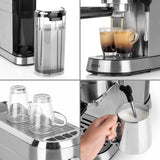 ESPRESSO-ULTIMATE Espresso-Siebträgermaschine - 20 bar mit Milchschaumdüse, abnehmbaren Teilen und Thermoblocksystem für perfekte Kaffeespezialitäten.