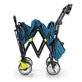 HOBERG faltbarer Bollerwagen mit Dach in Blau, kompakt zusammengefaltet, stabile Konstruktion, ideal für Hobby & Freizeit.
