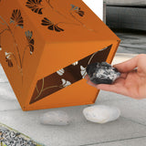 Hoberg LED Pflanzsäule in Rost-Optik mit Gingkoblätter-Design, Batteriebetrieb, abnehmbarer Pflanzschale und dekorativer LED-Beleuchtung.