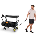 HOBERG faltbarer Bollerwagen mit Dach, robuster Nylonbezug, 360°-Räder, Teleskopgriff, ideal für Freizeit und Ausflüge, schwarz.