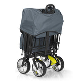 HOBERG faltbarer Bollerwagen mit Dach, kompakt zusammengefaltet, robust mit Nylonbezug, ideal für Hobby und Freizeit, grau.