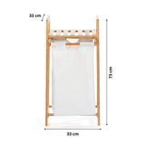 LUMALAND Bambus Wäschekorb mit ausziehbarem Wäschesack, 33x33x73 cm, weiß, nachhaltiger Bambus, stilvoll und pflegeleicht.