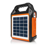 EASYmaxx Solar-Generator Kit 10000mAh schwarz/orange mit Solarpanel, USB-Ladung, Taschenlampe, LED-Leuchten und integriertem FM-Radio.