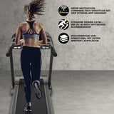 FitEngine Laufband RACE18 mit bis zu 18 km/h, 15% Steigung, Kinomap-App und extra breiter Lauffläche für effektives Training.