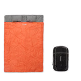 Where Tomorrow Doppelschlafsack mit Tragetasche, 2-Personen Schlafsack 190x150 cm, wasserabweisend, orange mit Kissenfach.