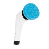 CLEANmaxx Akku-Reinigungsbürste weiß/schwarz mit blauem Polieraufsatz für schonendes und intensives Reinigen im Haushalt und Auto.