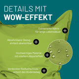 LUMALAND Sitzsack Classic XXL (380 L) grün mit abnehmbarem Bezug, starken Nähten, Abperleffekt und verdecktem Reißverschluss.