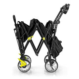 HOBERG faltbarer Bollerwagen mit Dach in Schwarz, kompakt zusammengefaltet, stabil und praktisch für Freizeit und Hobby.