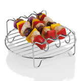 GOURMETmaxx Grillrost Edelstahl für die Heißluft-Fritteuse 2,6 l mit Spießen zum Braten von Fleisch, Fisch und Gemüse.