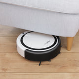 MAXXMEE Saugroboter - Bis zu 60 Minuten Einsatzzeit - weiß/schwarz reinigt selbstständig unter Möbeln auf Hartböden.