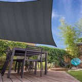 LUMALAND Sonnensegel 100% HDPE 5x5m Dunkelgrau, stabiles Quadrat mit UV-Schutz, inklusive Befestigungsseile und rostfreien Ringen.
