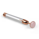 MAXXMEE Gesichtsroller Perfect Face 3-tlg. weiß/rosegold mit Rosenquarz, Vibrationsfunktion und Massageaufsätzen zur Gesichtspflege.